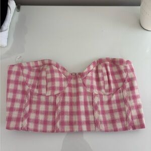 Zara Pink and White Checkered Top